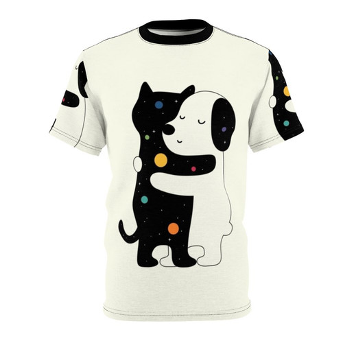 A colorful t-shirt featuring a rainbow design and the text "Universal Language" for animal lovers