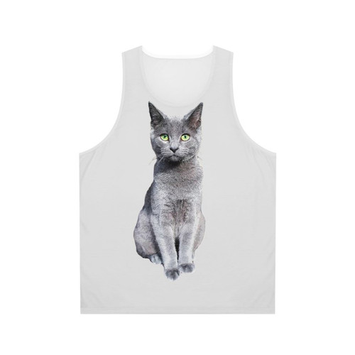 Russian Blue Cat Kitten on Unisex Tank Top
