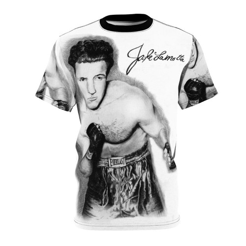 Artistic black and white sketch of legendary boxer Jake Lamotta from the movie Raging Bull