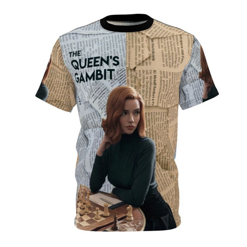The Queen's Gambit Inspired T-Shirt Featuring Chess Motifs and Characters