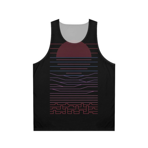 Unisex minimalist art tank top with landscape design