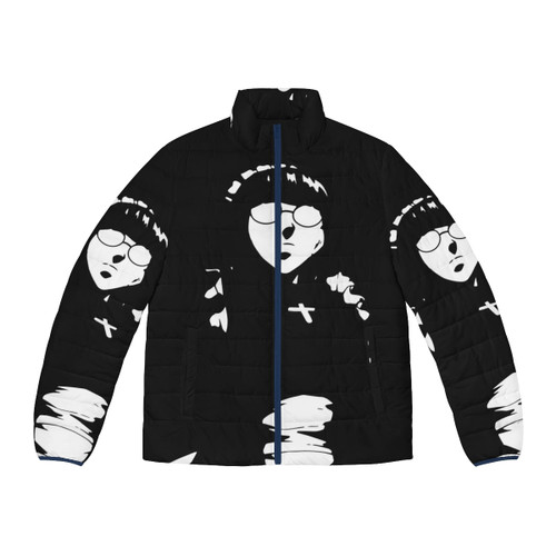Black Lagoon Roberta Minimalist Puffer Jacket with Anime-Inspired Vector Art
