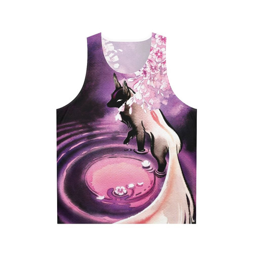 Rose moon sakura blossom kitsune unisex tank top