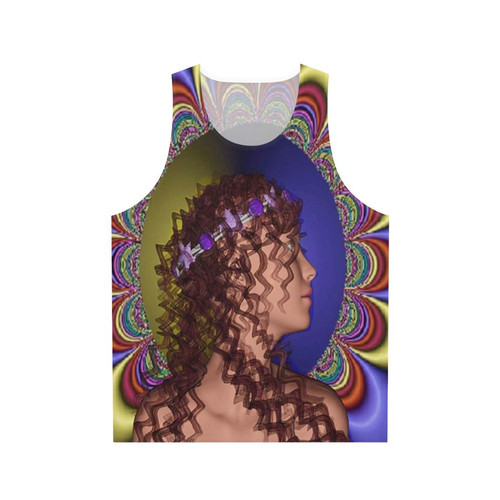 Romantic unisex tank top with nature-inspired psychedelic design