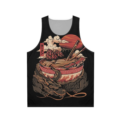 Unisex dragon ramen tank top with Japanese food and monster bowl design