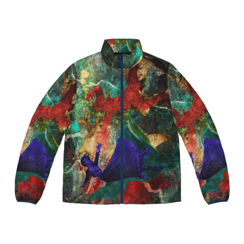 Bioshock Infinite inspired puffer jacket featuring the game's iconic imagery and characters