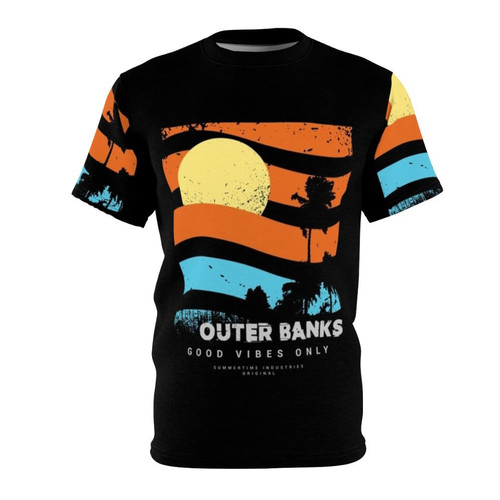 Outer Banks themed all-over print t-shirt for beach and travel enthusiasts