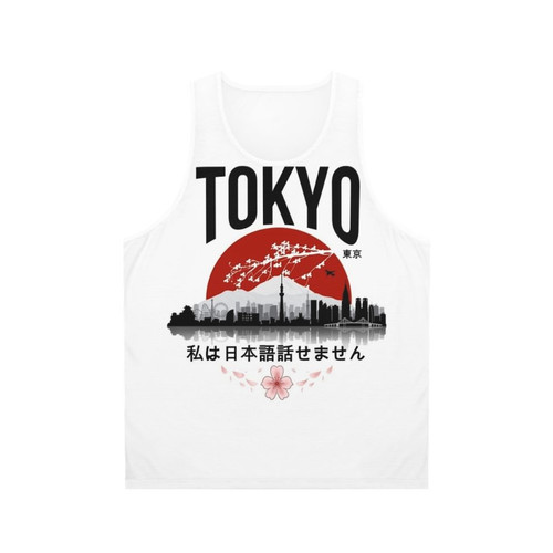 Japanese-inspired tank top with a humorous "I Don't Speak Japanese" design