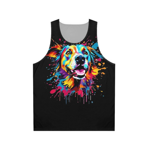 Colorful dog splash design unisex tank top