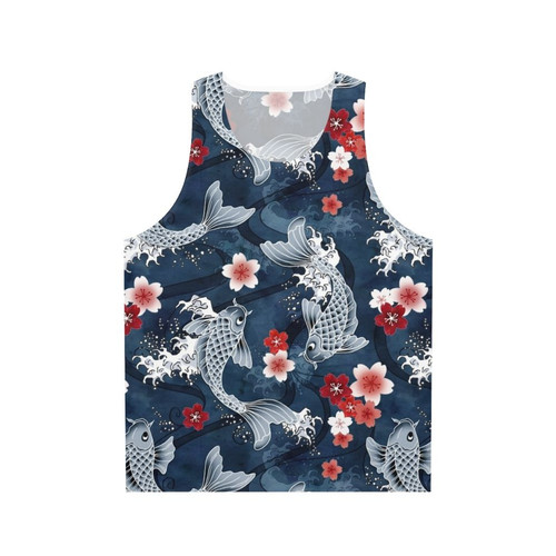 Koi Sakura Blossom Unisex Blue Tank Top