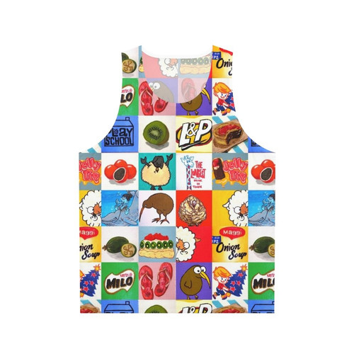 Kiwiana food and drink icons collage unisex tank top
