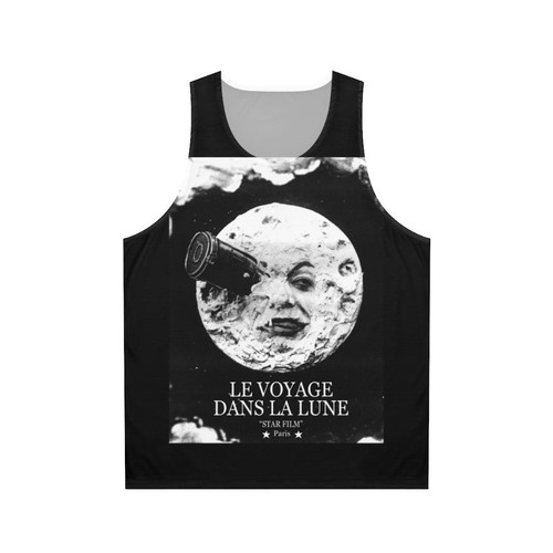 Unisex tank top featuring the classic sci-fi film "A Trip to the Moon"