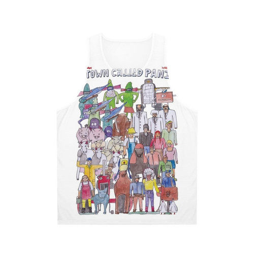 "A Town Called Panic" unisex tank top with stop motion animation characters