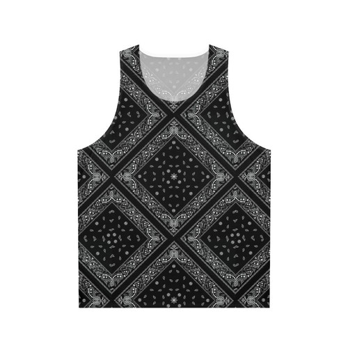 Black Bandana Unisex Tank Top with Repeating Pattern