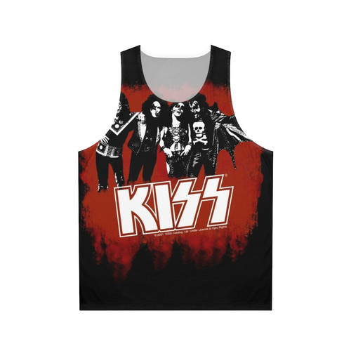 Kiss 74 Unisex Tank Top featuring the iconic band's logo and branding