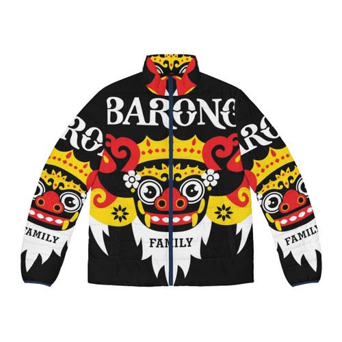 Barong Family digital art style puffer jacket with vibrant colors and unique design