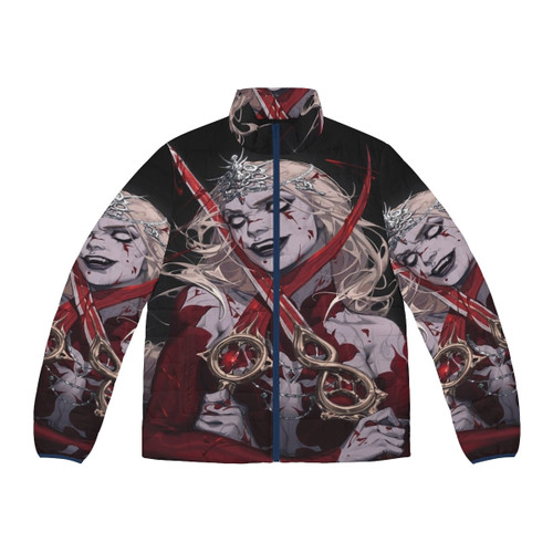 Baldurs Gate 3 Puffer Jacket with the game's logo and characters