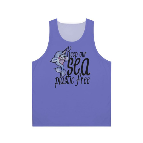 Eco-friendly narwhal tank top for a plastic-free ocean