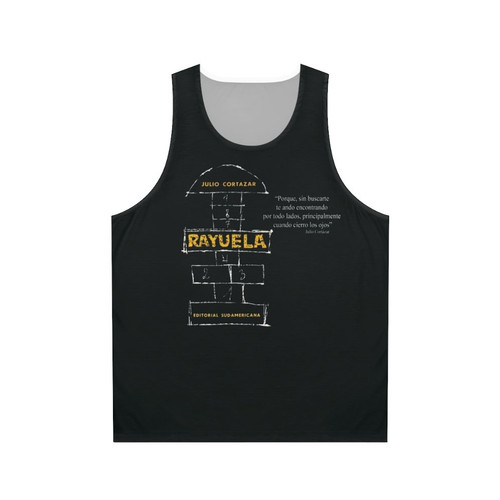 Rayuela Unisex Tank Top featuring a literary phrase