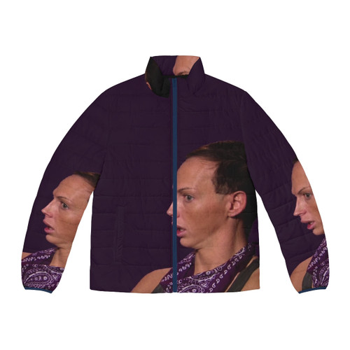 Minimalist puffer jacket with geometric design inspired by nature