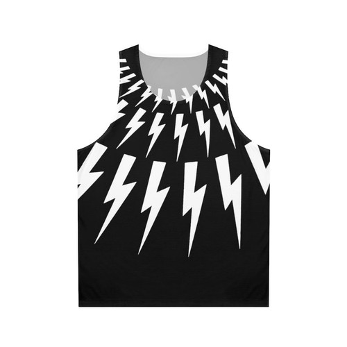Unisex tank top with black and white lightning bolt graphic