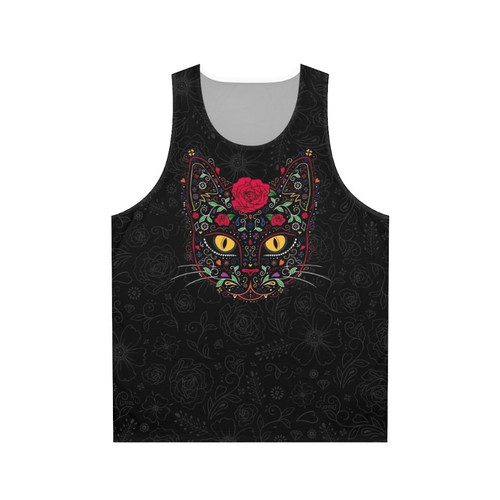 Day of the Dead Kitty Cat Sugar Skull Unisex Tank Top