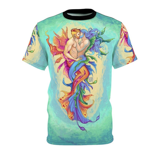 Enchanting underwater kiss between two men, celebrating LGBTQ+ pride and fantasy art