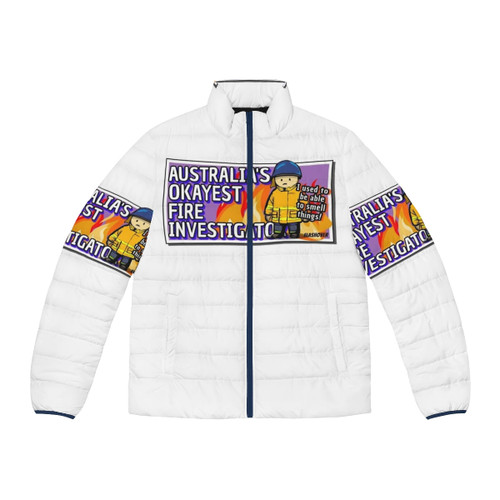 A rugged and durable puffer jacket perfect for fire investigators and first responders in rural Australia