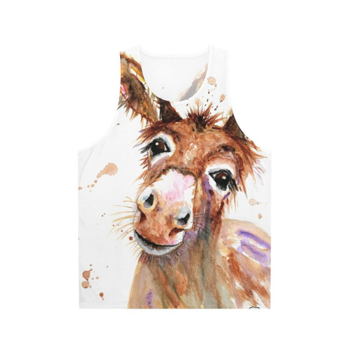 Cute donkey face printed on a unisex tank top