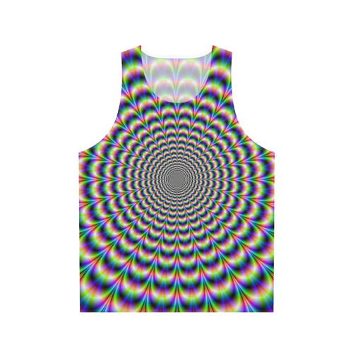 Psychedelic pulse unisex tank top with vibrant optical illusion design