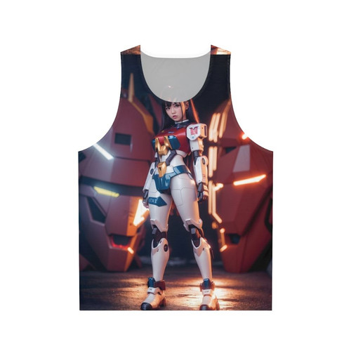 Futuristic mecha girl digital art unisex tank top