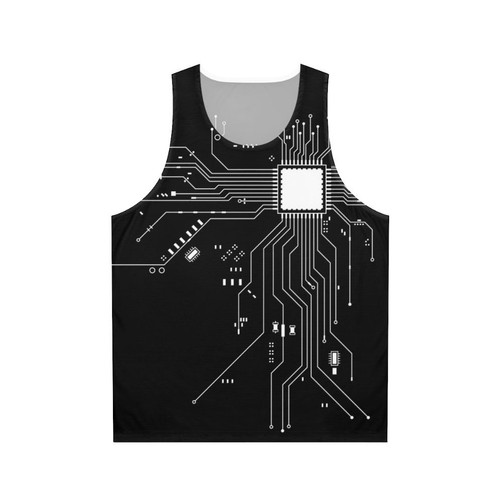 Unisex tank top featuring a CPU processor circuit diagram
