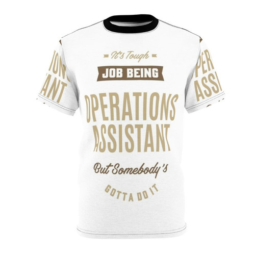 A stylish t-shirt design featuring the text "Operations Assistant" in a modern typographic style