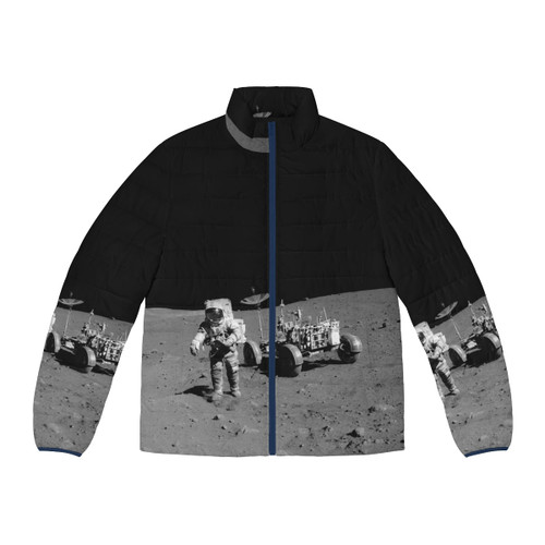Apollo Bowie Puffer Jacket with lightning bolt design and cosmic celestial elements