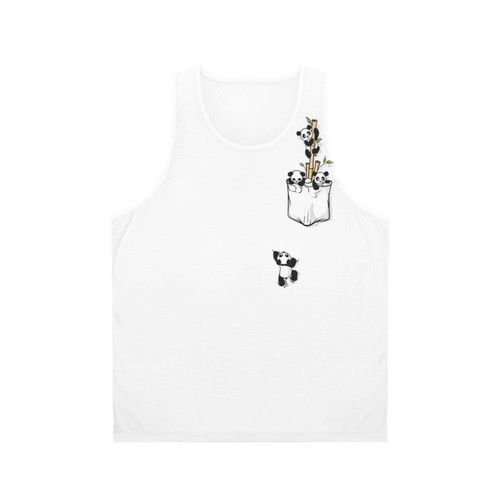 Pocket panda graphic printed on a unisex tank top