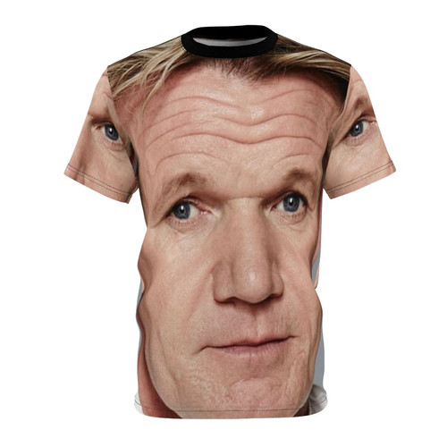 Funny graphic t-shirt featuring the iconic face of celebrity chef Gordon Ramsay