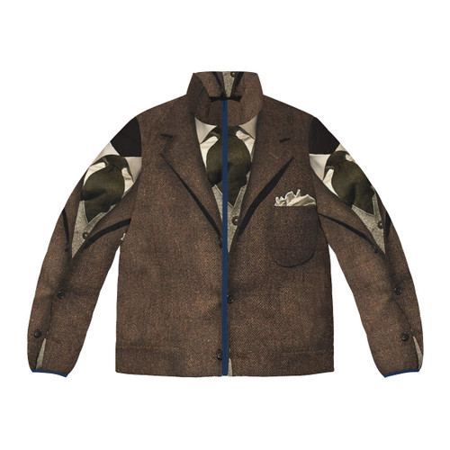 Man wearing a classic puffer jacket in a dapper, gentleman's style