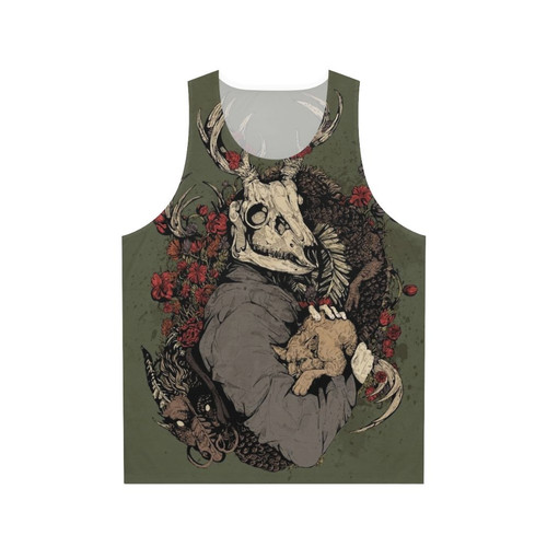 Unisex dragon-themed tank top with Asian art-inspired designs