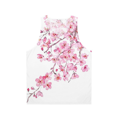 Pink cherry blossom watercolor tank top