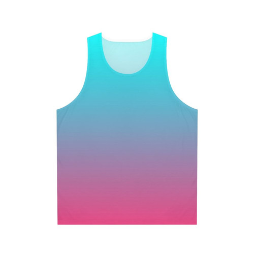 Unisex pastel gradient tank top in aqua and pink