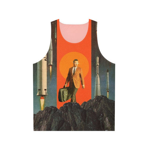 Retro unisex tank top with surreal space artwork