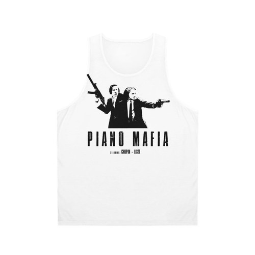 Unisex tank top with piano, mafia, music, and classical music design