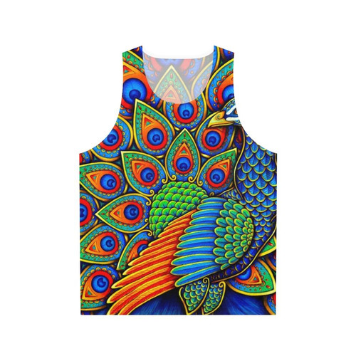 Colorful paisley peacock graphic unisex tank top