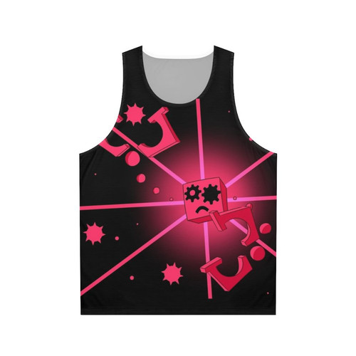 Video game inspired "Close to Me" unisex tank top with geometric and corrupted cube design in pink
