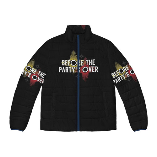 Mustii's "Before the Party's Over" 2024 Belgium Puffer Jacket with Eurovision-inspired typography