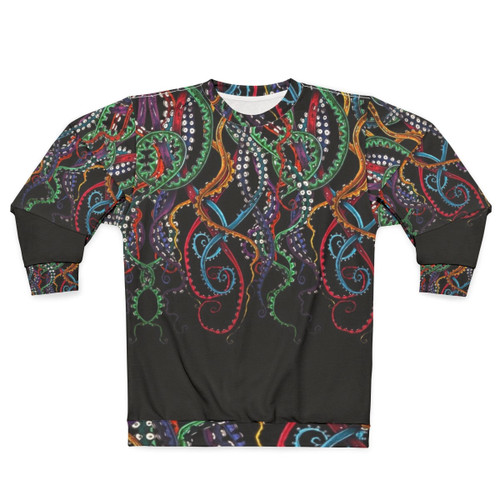 Multicolor tentacles and octopus graphic design on a sweatshirt