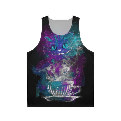 Cheshire cat wonderland tea galaxy print unisex tank top