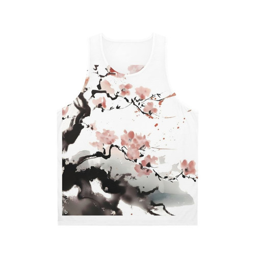 Cherry blossom and Japanese ink unisex tank top