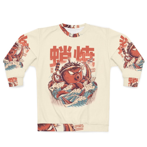 Takoyaki Attack Anime Sweatshirt featuring retro Japanese food art