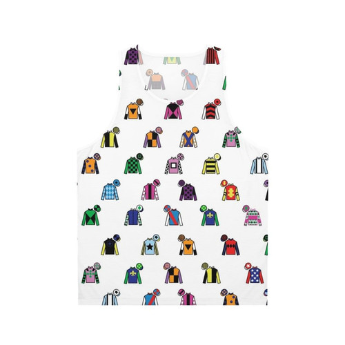 Unisex tank top featuring vibrant jockey silks design